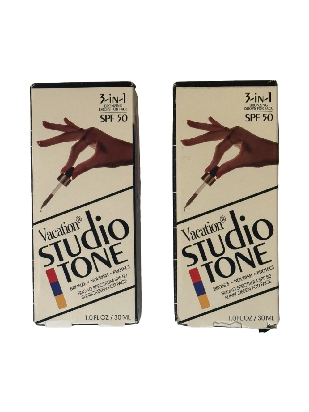 Vacation Studio Tone SPF 50 Bronzing Drops 2-Pack Face Serum Bundle NIB